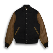 THE ALBANY - Black Melton Wool/Olive Leather Contemporary Fit - Golden Bear Sportswear