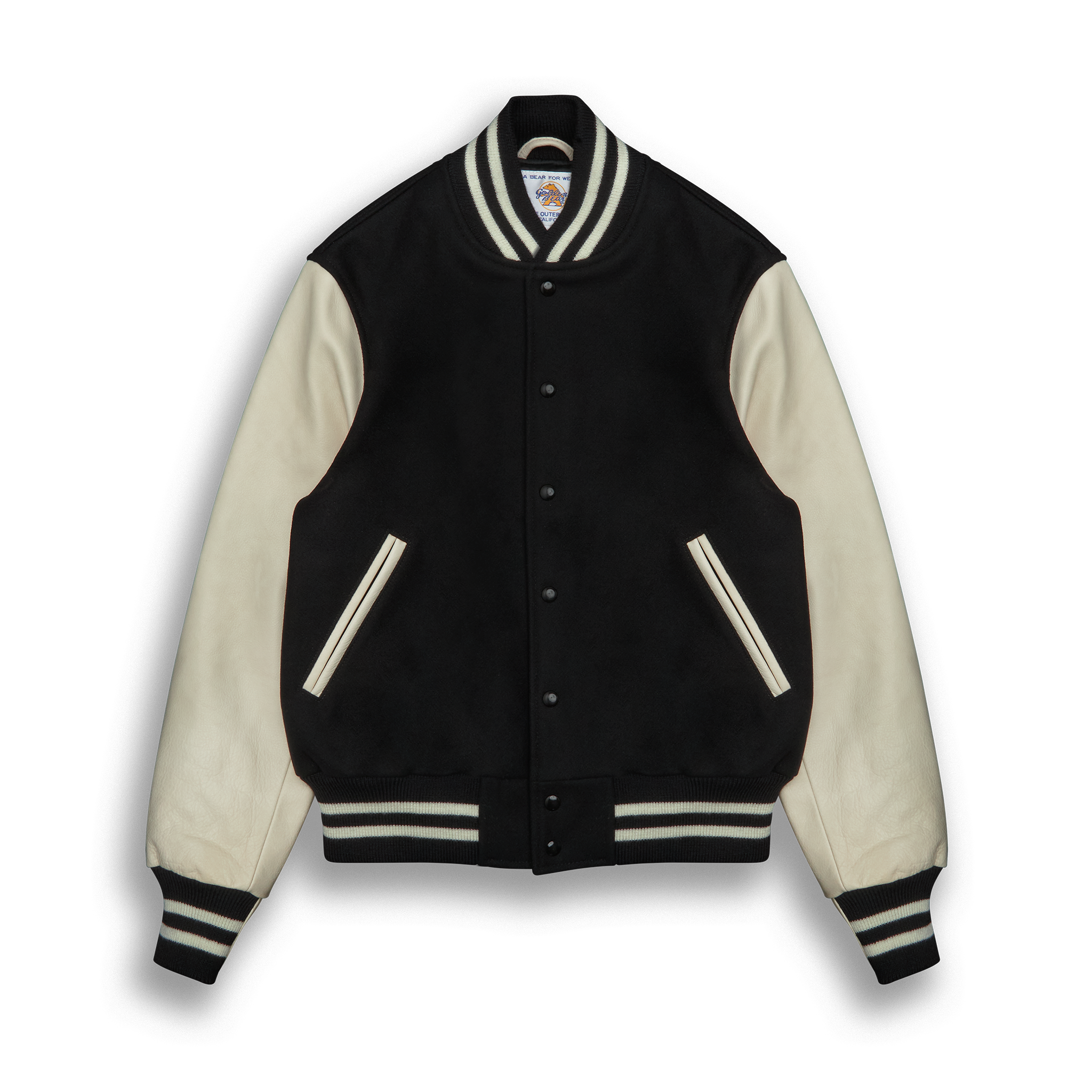 THE ALBANY - Black Melton Wool/Stone Leather Contemporary Fit - Golden Bear Sportswear