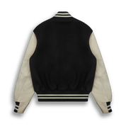 THE ALBANY - Black Melton Wool/Stone Leather Contemporary Fit - Golden Bear Sportswear