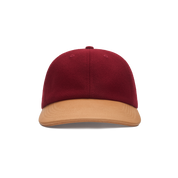 THE 9ER - Red Melton Wool/Gold Leather Cap