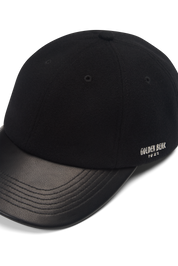 THE RAIDER - Black Melton Wool/Leather Cap