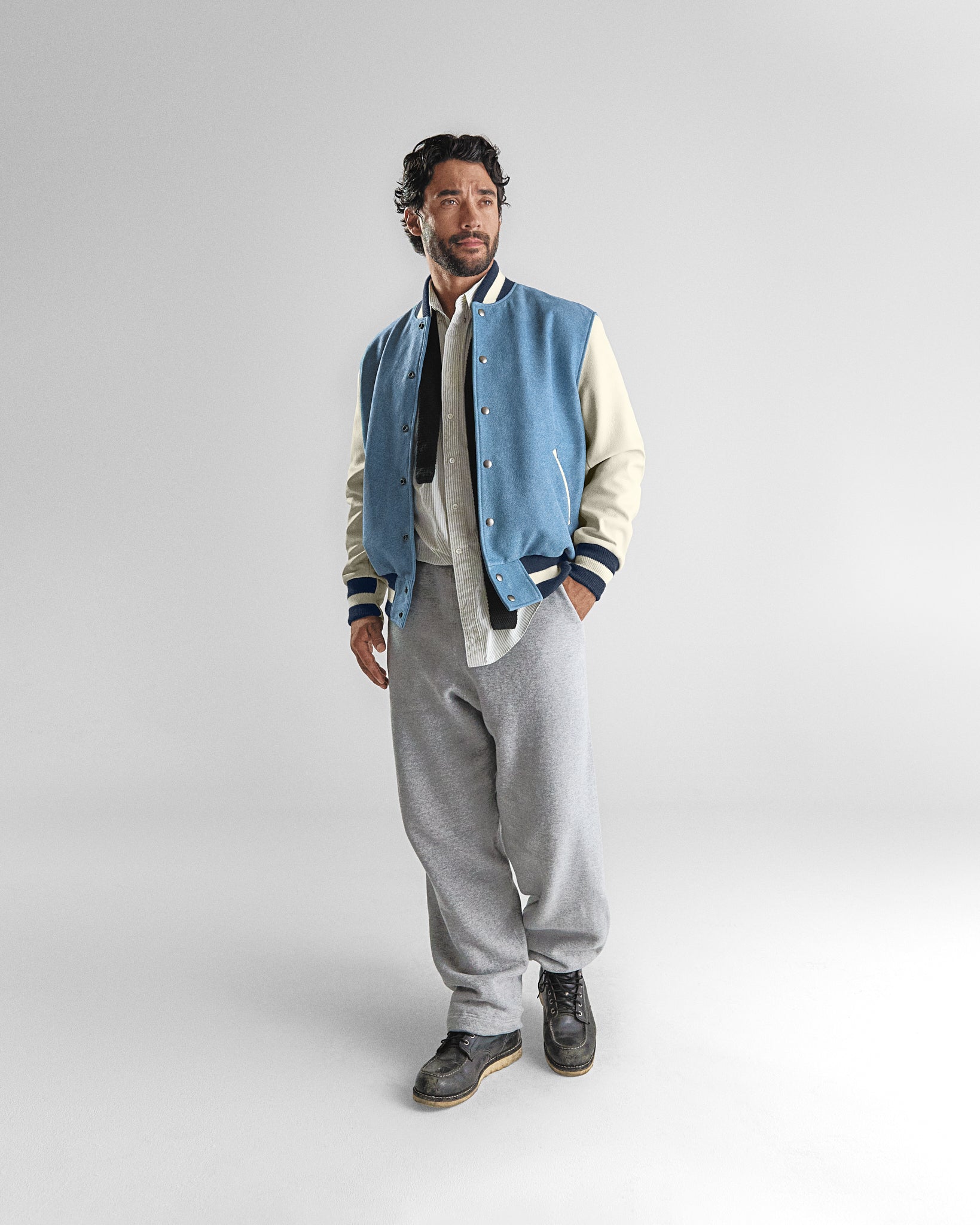 THE WELDON - Indigo/Stone "Denim" Leather Classic Fit