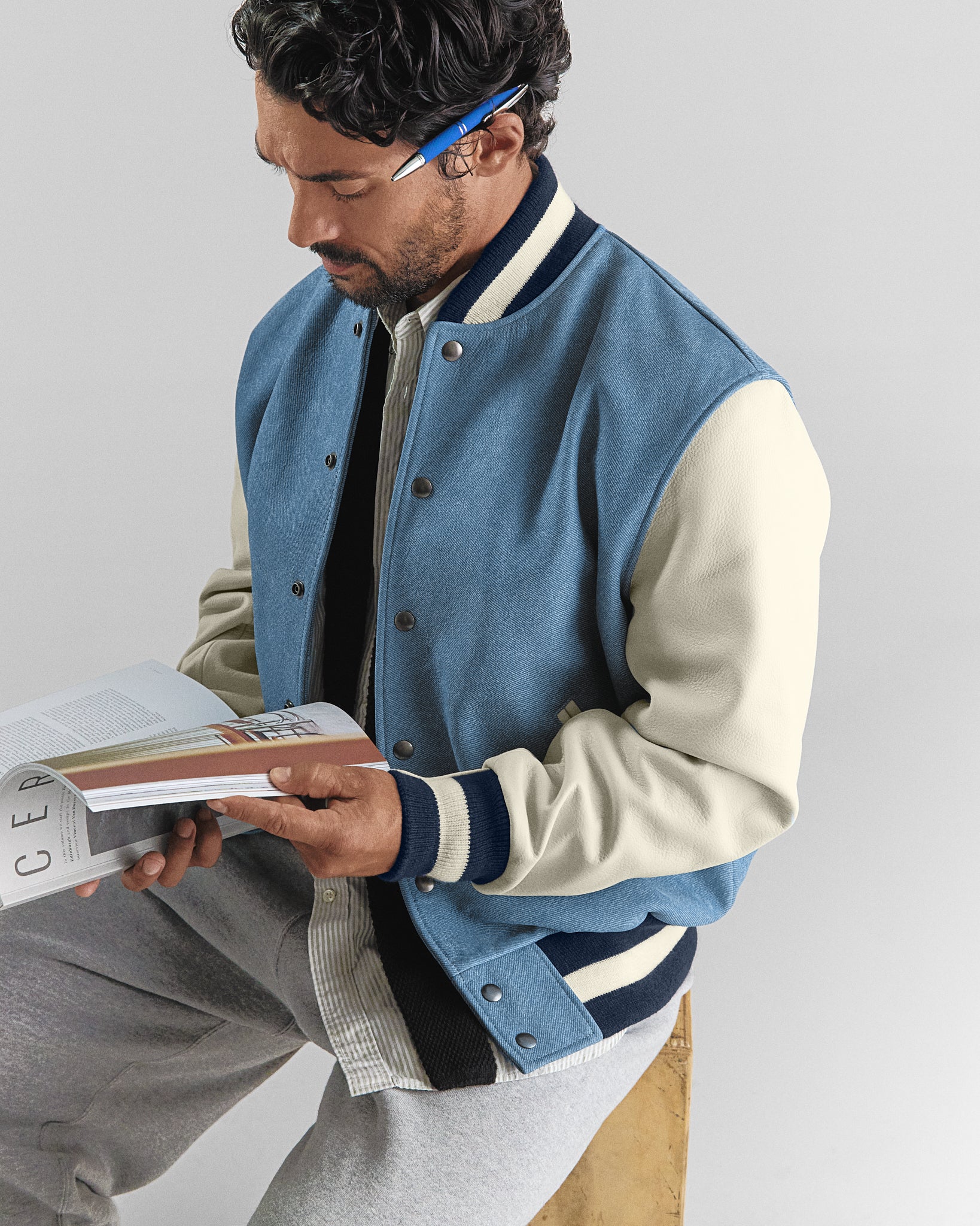 THE WELDON - Indigo/Stone "Denim" Leather Classic Fit