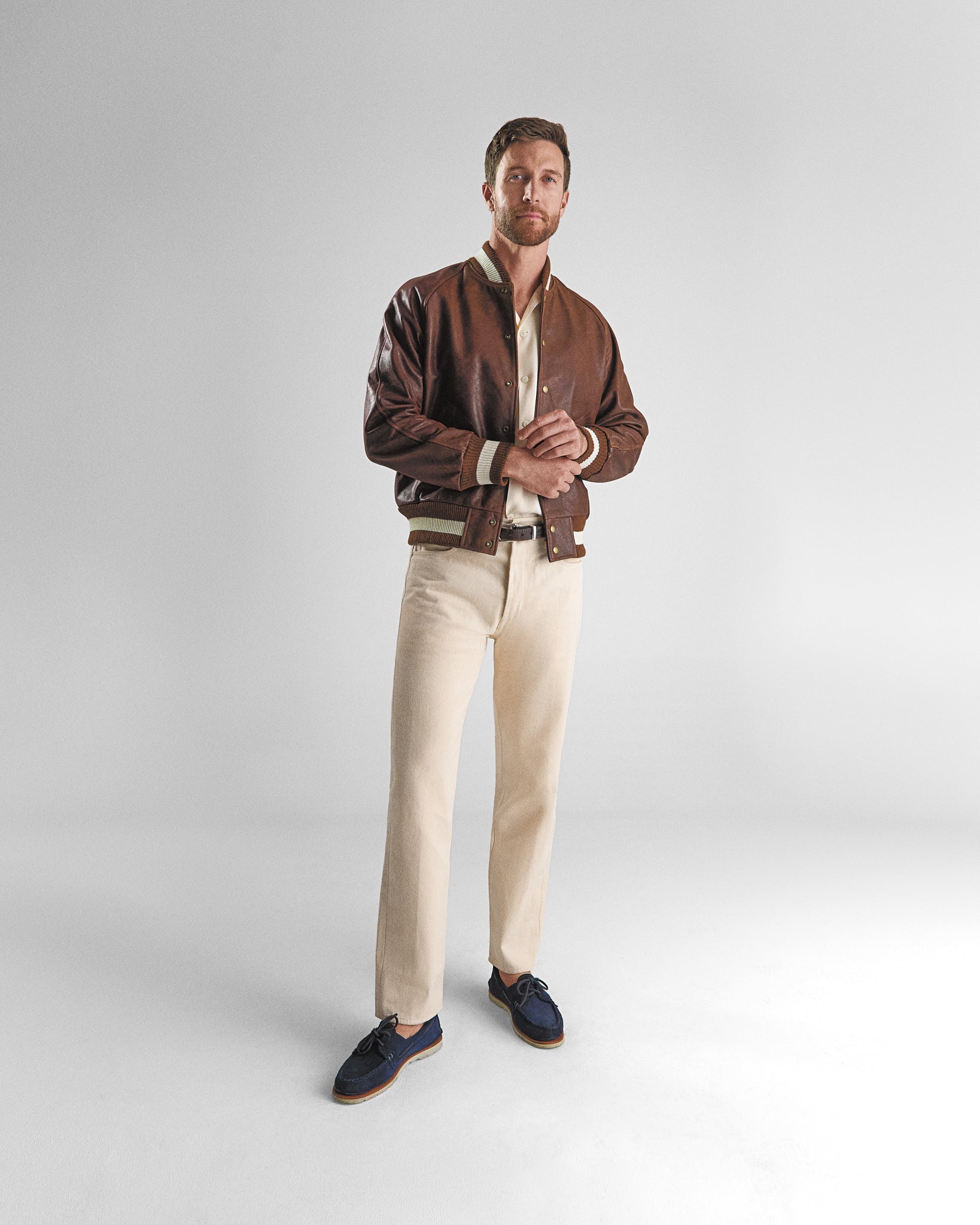 THE LEATHER RALSTON - Coffee Bean Leather Raglan Classic Fit