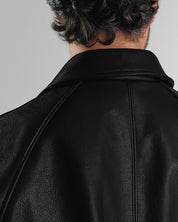 THE RIVERTON - Black Old English Leather Raglan Classic Fit Bomber
