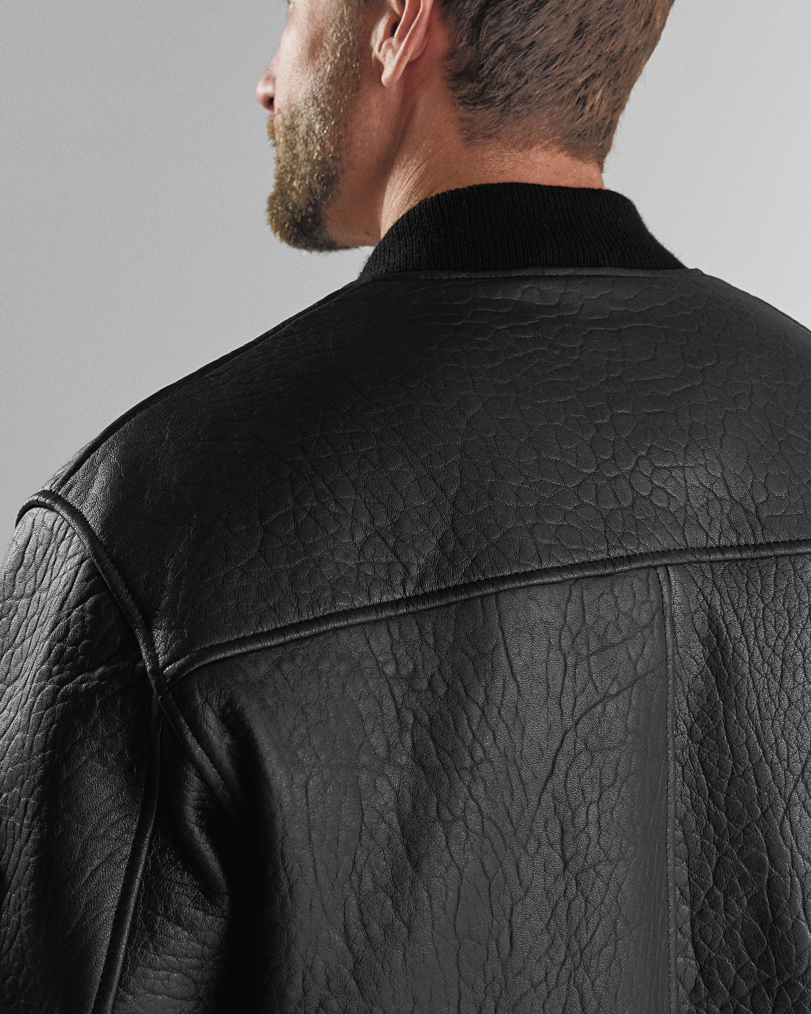 THE PACIFIC - Black Leather MA-1 Bomber Jacket Classic Fit