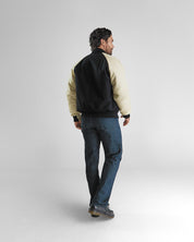 THE RALSTON - Black Melton Wool/Beige Leather Raglan Classic Fit
