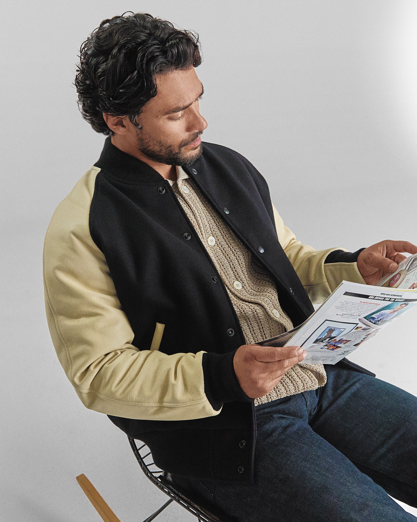 THE RALSTON - Black Melton Wool/Beige Leather Raglan Classic Fit