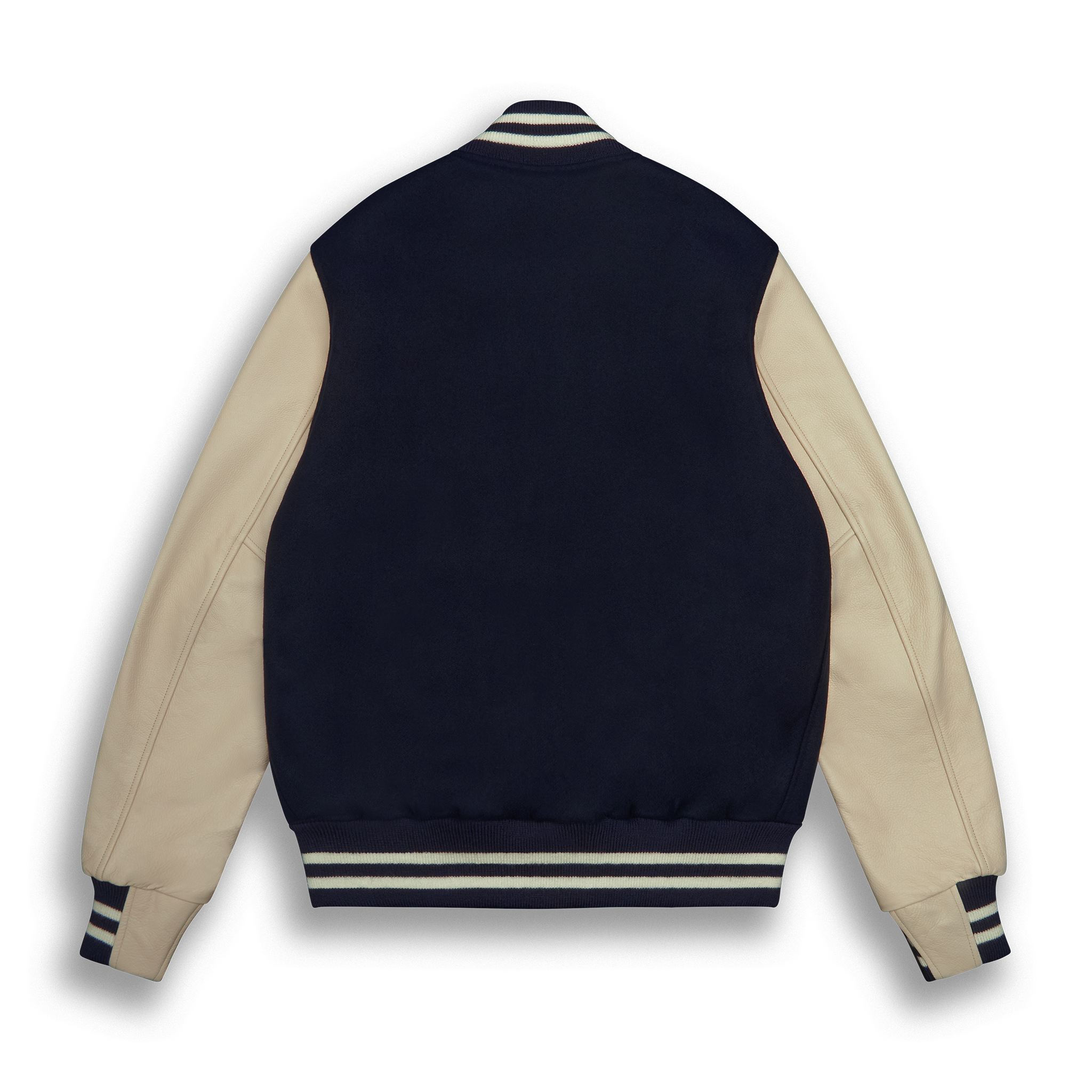 THE ALBANY - Navy Melton Wool/Stone Leather Contemporary Fit - Golden Bear Sportswear 